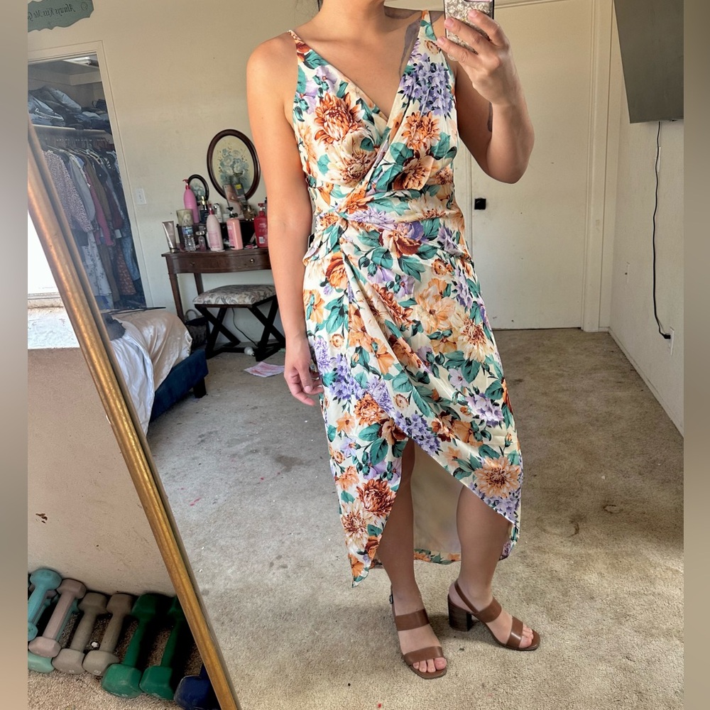 EXPRESS Faux Wrap Colorful Floral Dress Size M